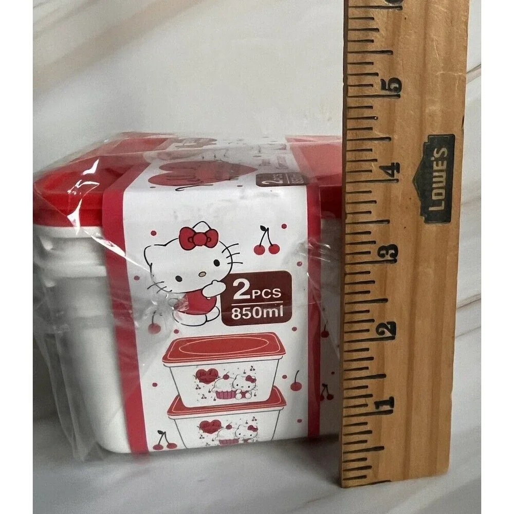 2Pcs Hello Kitty Food Container Smiles From The Heart Print BPA Free 850ml
